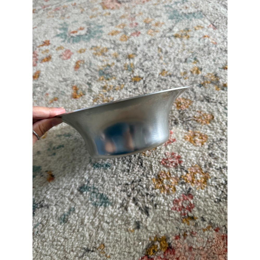 Vintage Kensington Aluminum Serving Bowl Mid Century Modern Flared Rim Silver 8